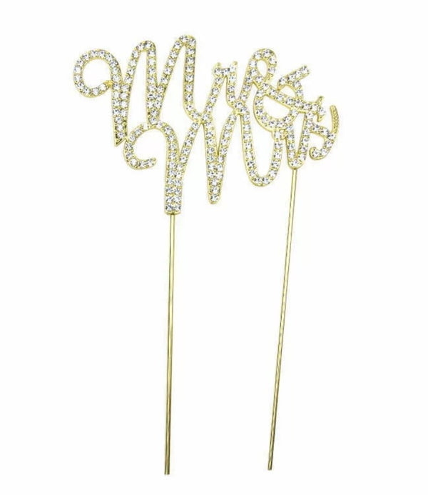 GOLD MR &MRS CAKE TOPPER